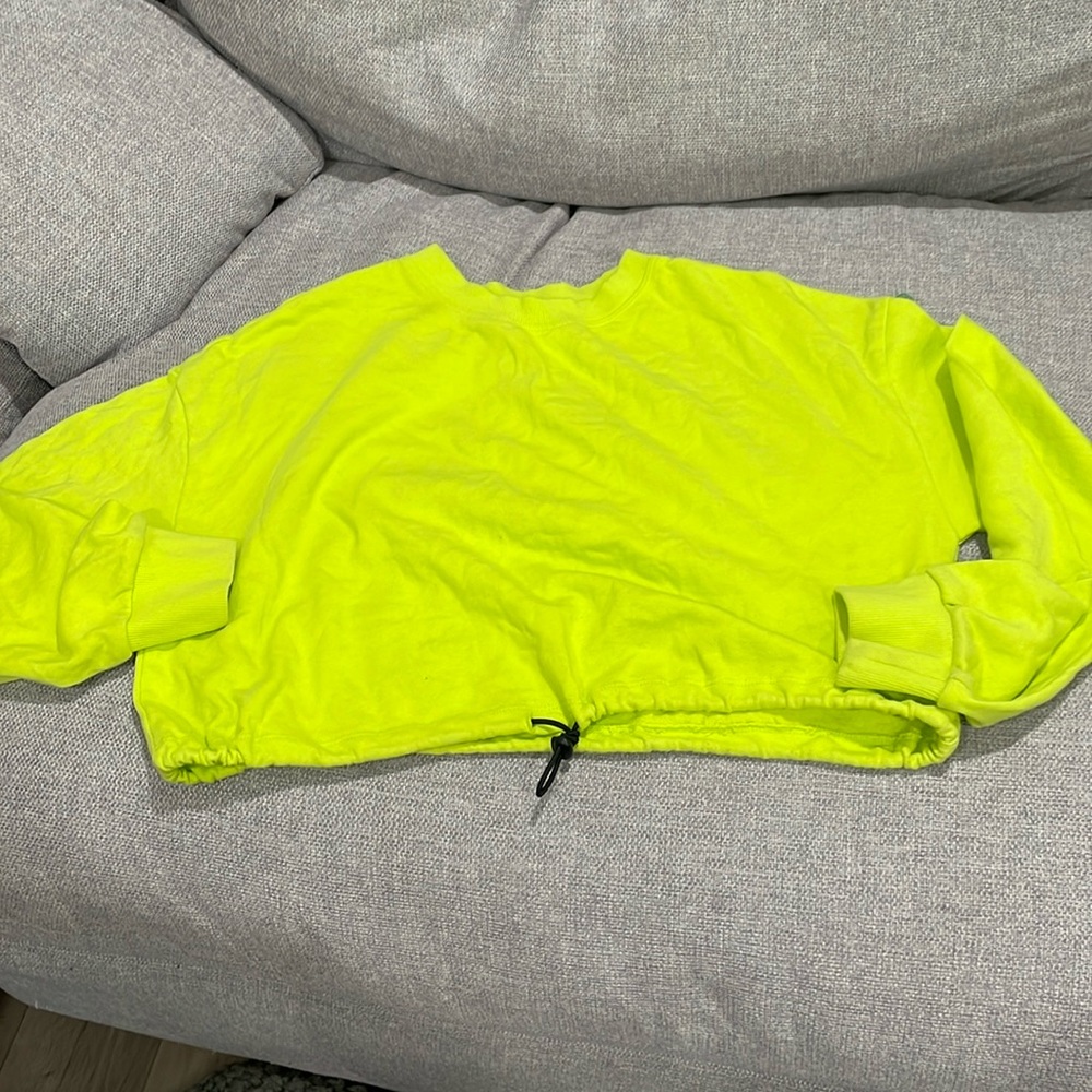 lime green Forever 21 crop sweater.